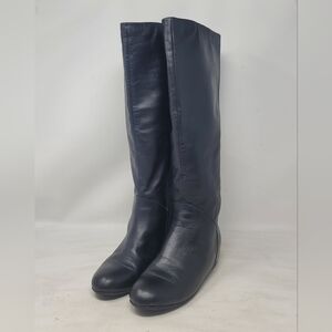 Vanilla Suite Womens Black Leather Wedge Knee High Boots EU 36 US 6 Excellent